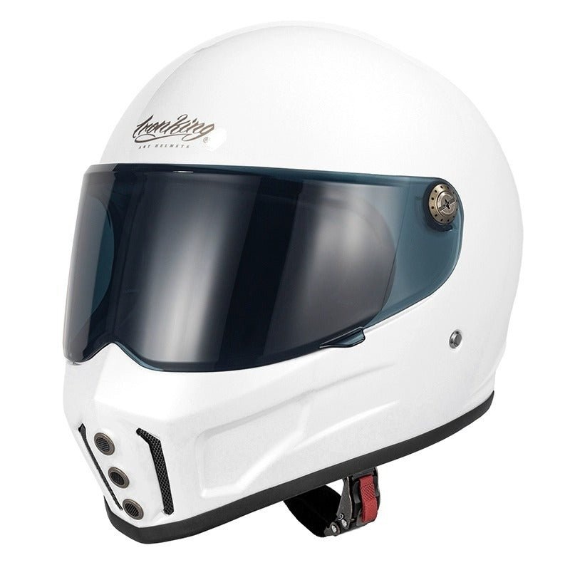 White Iron King Motorcycle Helmet with Black Visor Small (S)= 53-54 CM’s Black Visor