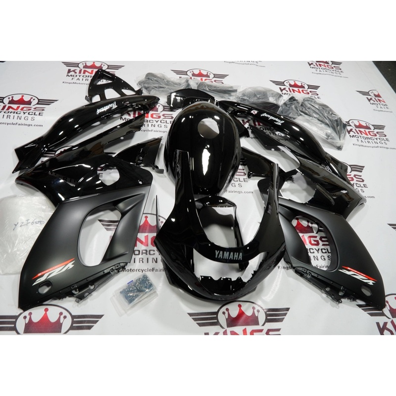 YAMAHA YZF600R (1998-2007) BLACK, MATTE BLACK FAIRINGS Clear Windscreen: Free No Bolt Kit No Tank Cover