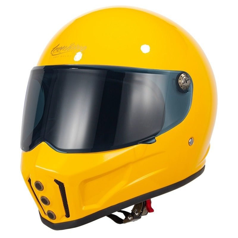Yellow Iron King Motorcycle Helmet with Black Visor Small (S)= 53-54 CM’s Black Visor