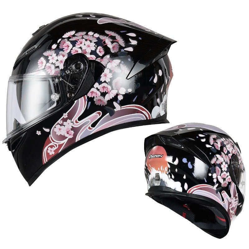 Black & Pink Flower Motorcycle Helmet Small (S)= 52-53 CM’s Black