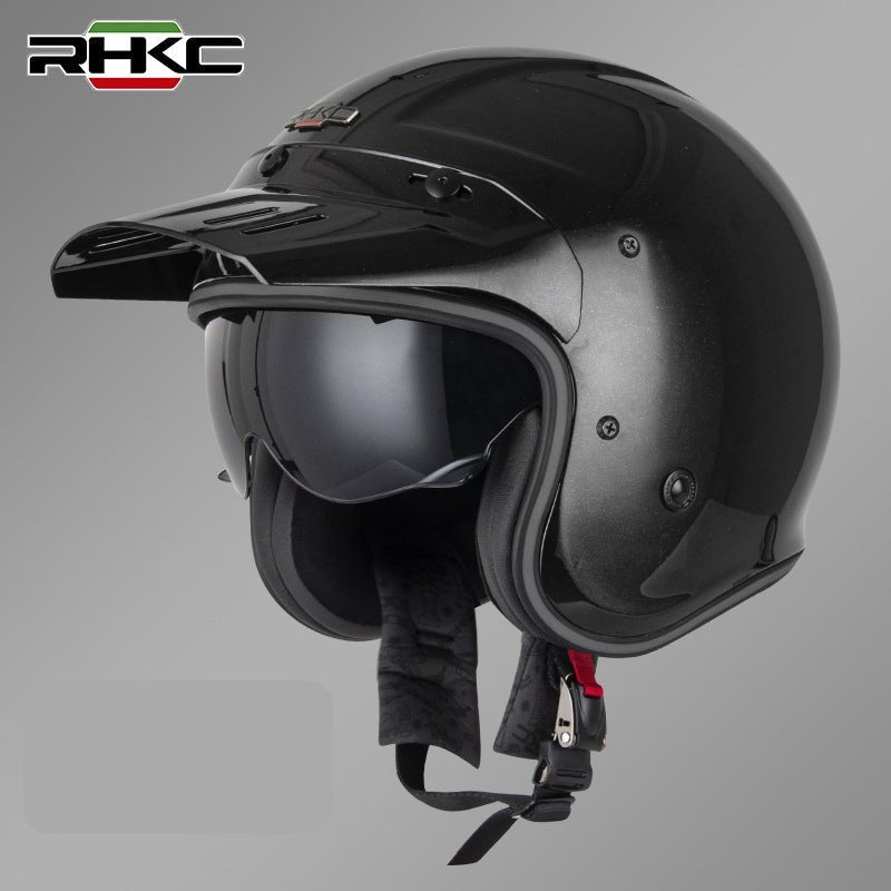 Black RHKC Open Face Motorcycle Helmet Medium (M)= 53-54 CM’s