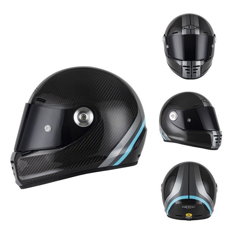 Carbon Fiber, Gray & Blue Motorcycle Helmet Small (S)= 55-56 CM’s Black