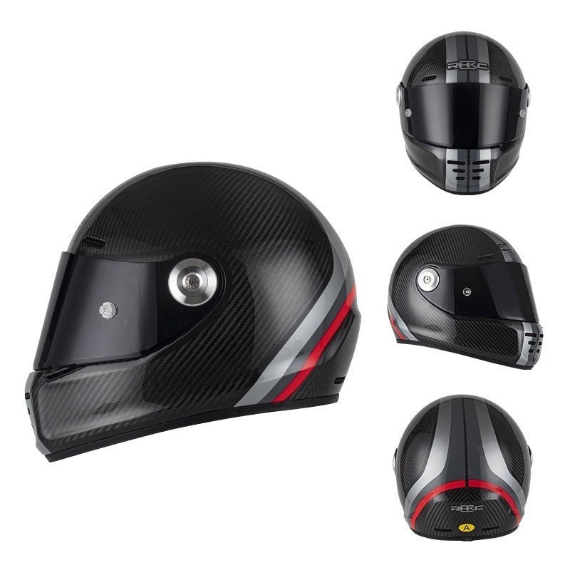 Carbon Fiber, Gray & Red Motorcycle Helmet Small (S)= 55-56 CM’s Black