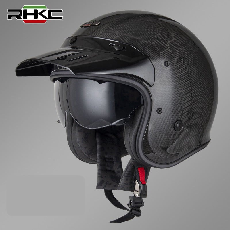 Carbon Fiber Honey Comb RHKC Open Face Motorcycle Helmet Medium (M)= 53-54 CM’s