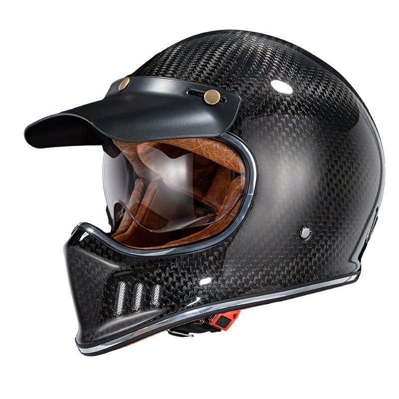 Carbon Fiber Iron King Open Face Motorcycle Helmet Small (S)= 55-56 CM’s No Goggles