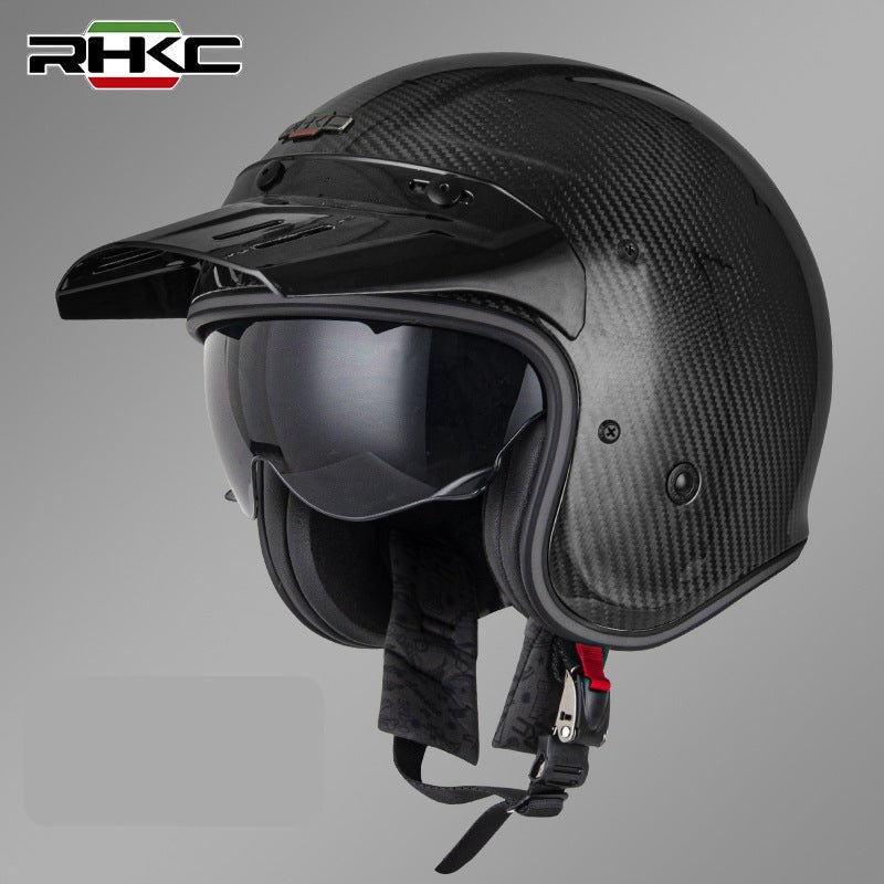 Carbon Fiber Light 3k RHKC Open Face Motorcycle Helmet Medium (M)= 53-54 CM’s
