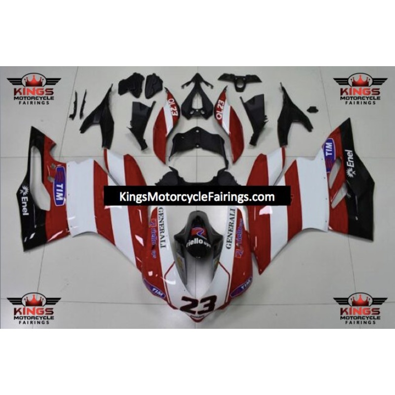 Ducati 1299 Panigale Fairings (2015-2020) Red, White, Black Generali No Tank No Seat Cowl No Bolt Kit
