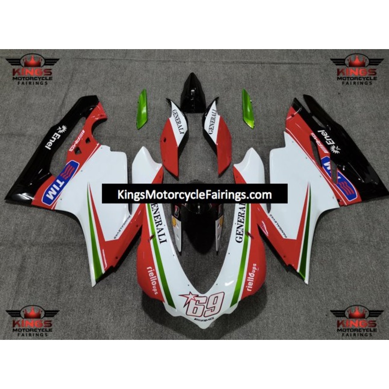 Ducati 1299 Panigale Fairings (2015-2020) Red, White, Green Generali No Tank No Seat Cowl No Bolt Kit