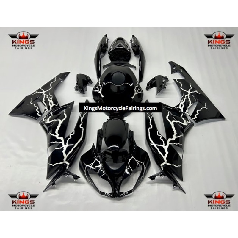 Fairings for Kawasaki Ninja ZX6R 636 (2009-2012) Black, White Lightning No Seat Cowl No Bolt Kit No Tank