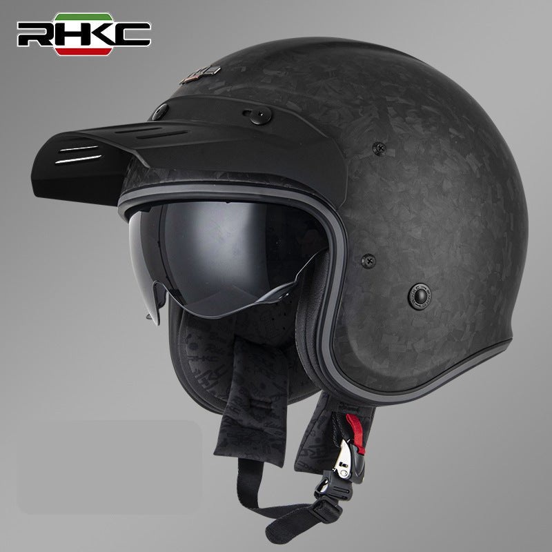 Forged Carbon Fiber Matte RHKC Open Face Motorcycle Helmet Medium (M)= 53-54 CM’s