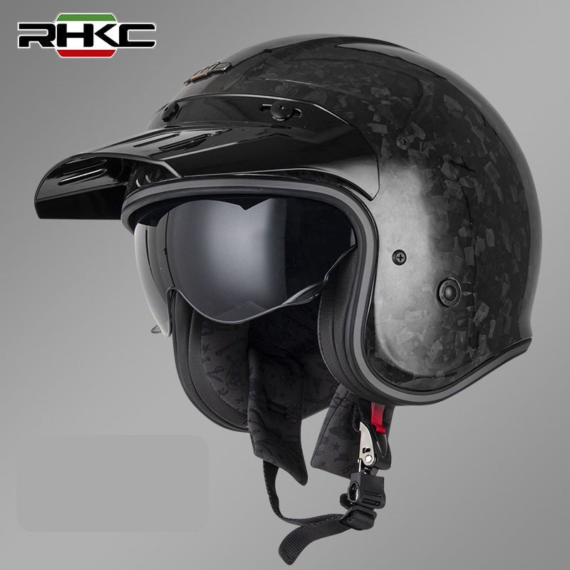 Forged Carbon Fiber RHKC Open Face Motorcycle Helmet Medium (M)= 53-54 CM’s