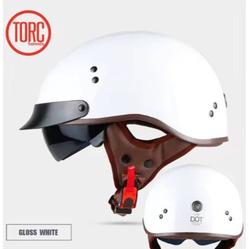 Gloss White T55 Motorcycle Half Helmet Extra Small (XS)= 53-54 CM’s