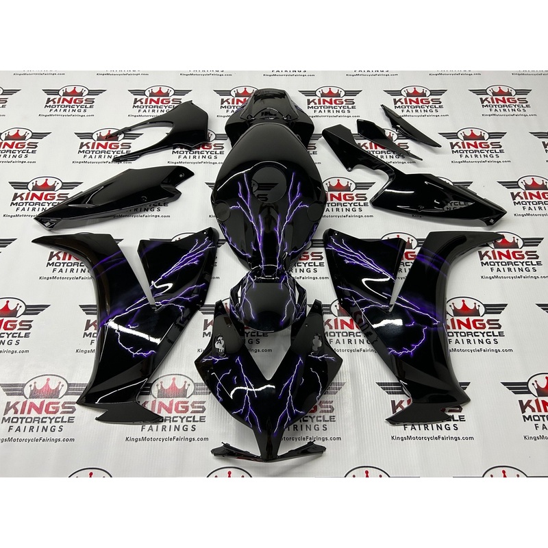 Honda CBR1000RR Fairings (2012-2016) Black, Purple Lightning No Seat Cowl No Bolt Kit No Tank