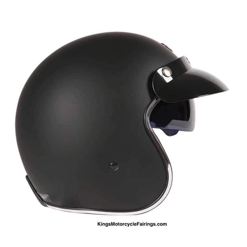 Matte Black 3/4 Open Face Retro Motorcycle Helmet Medium (M)= 57-58 CM’s