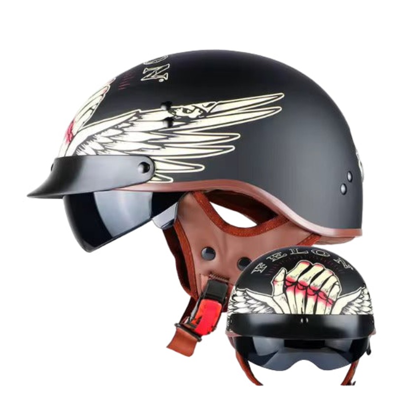 Matte Black Felon T55 Motorcycle Half Helmet Extra Small (XS)= 53-54 CM’s