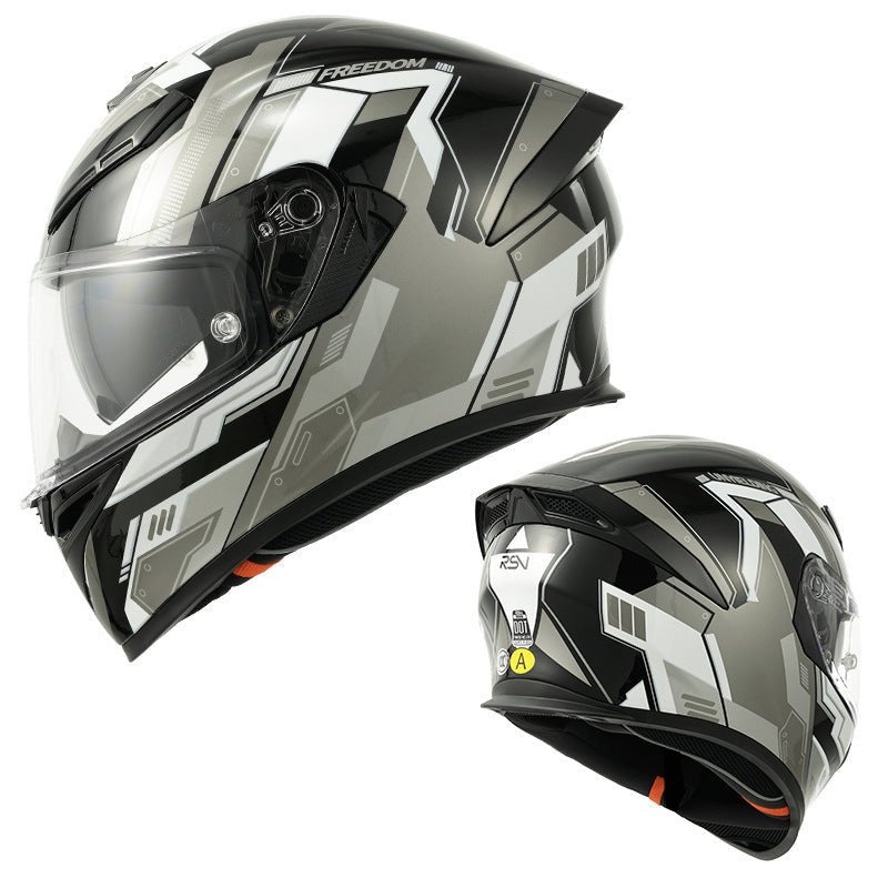 Matte Black & Gray Freedom Ryzen Motorcycle Helmet Small (S)= 52-53 CM’s Black