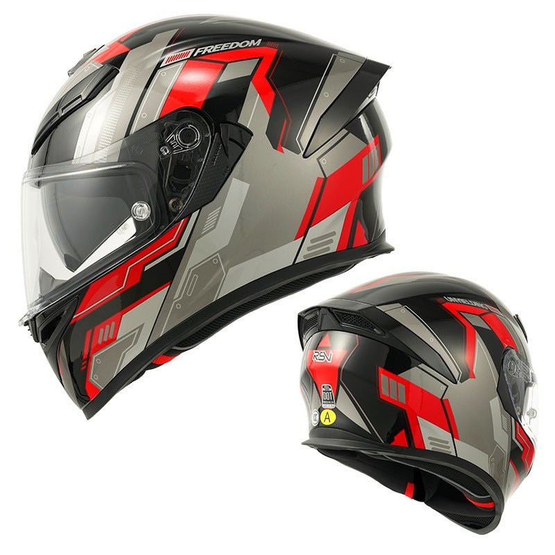 Matte Black, Gray & Red Freedom Ryzen Motorcycle Helmet Small (S)= 52-53 CM’s Black