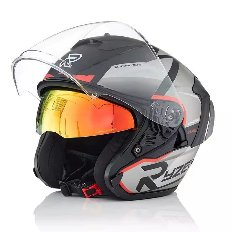 Matte Black, Gray & Red R05 Motorcycle Helmet Small (S)= 51-53 CM’s