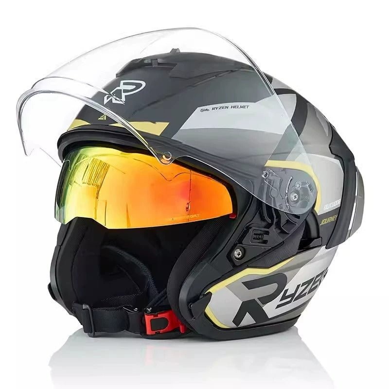 Matte Black, Gray & Yellow R05 Motorcycle Helmet Small (S)= 51-53 CM’s