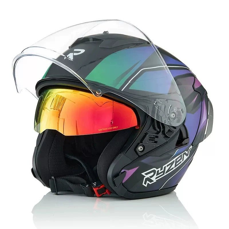 Matte Black, Green, Blue & Purple R05 Motorcycle Helmet Small (S)= 51-53 CM’s