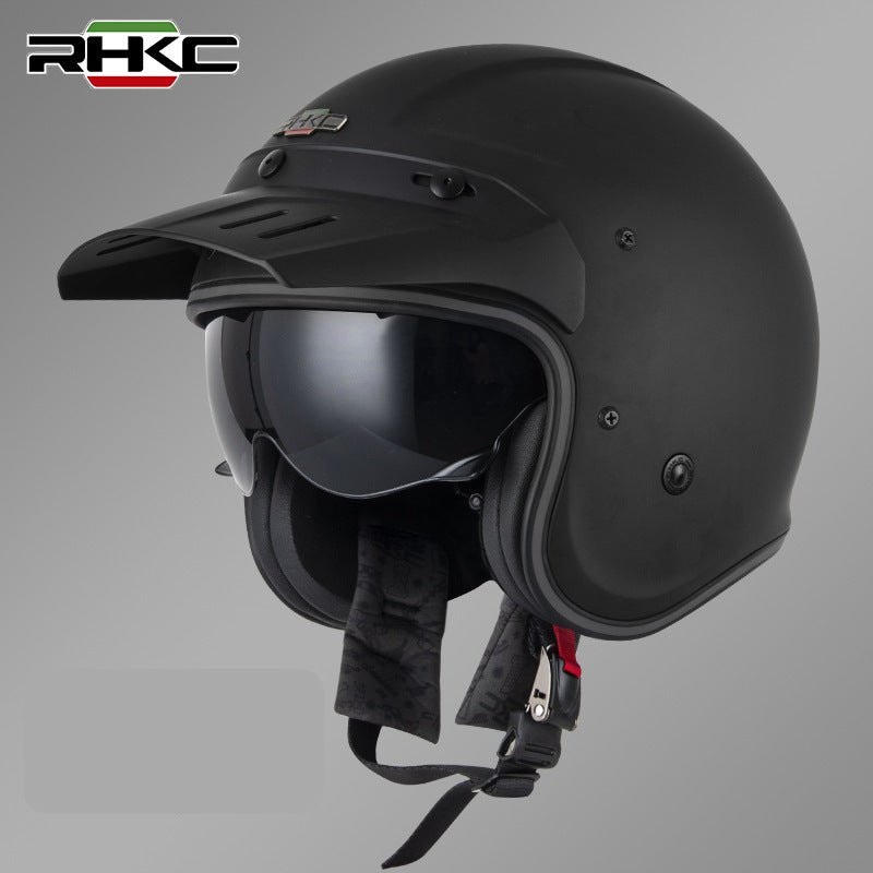 Matte Black RHKC Open Face Motorcycle Helmet Medium (M)= 53-54 CM’s