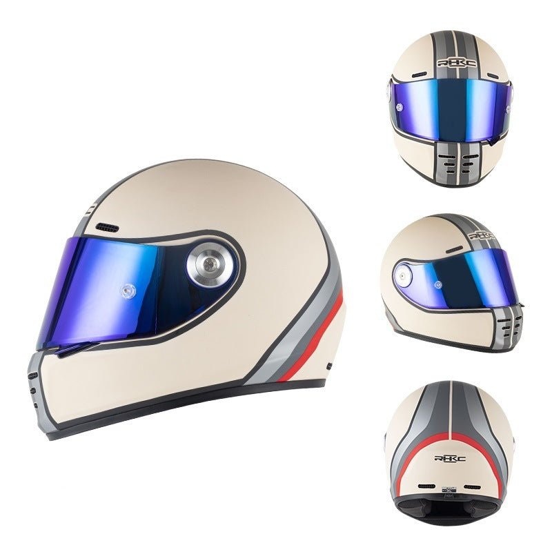 Matte Cream, Gray & Red Motorcycle Helmet Small (S)= 55-56 CM’s Blue