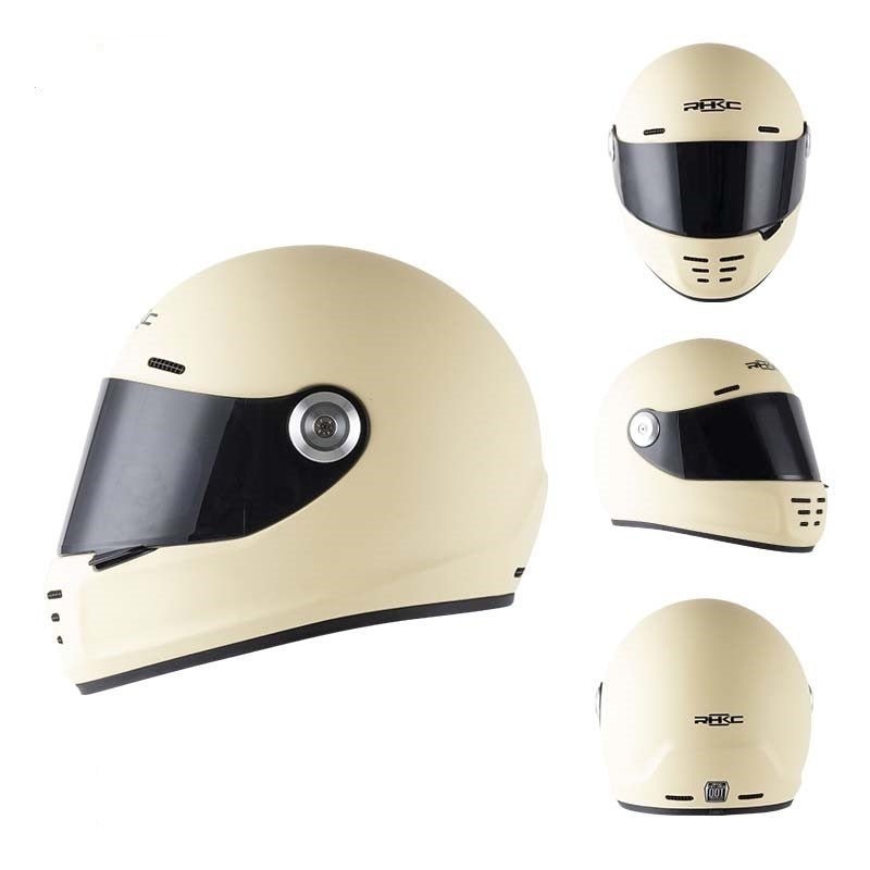 Matte Cream Motorcycle Helmet Small (S)= 55-56 CM’s Black