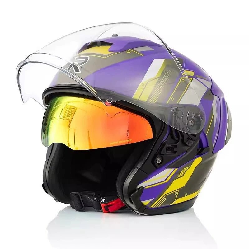 Matte Purple, Yellow, Black & Gray R05 Motorcycle Helmet Small (S)= 51-53 CM’s