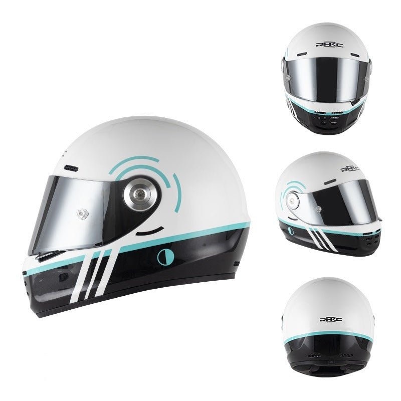 Matte White, Black & Turquoise Blue Motorcycle Helmet Small (S)= 55-56 CM’s Black