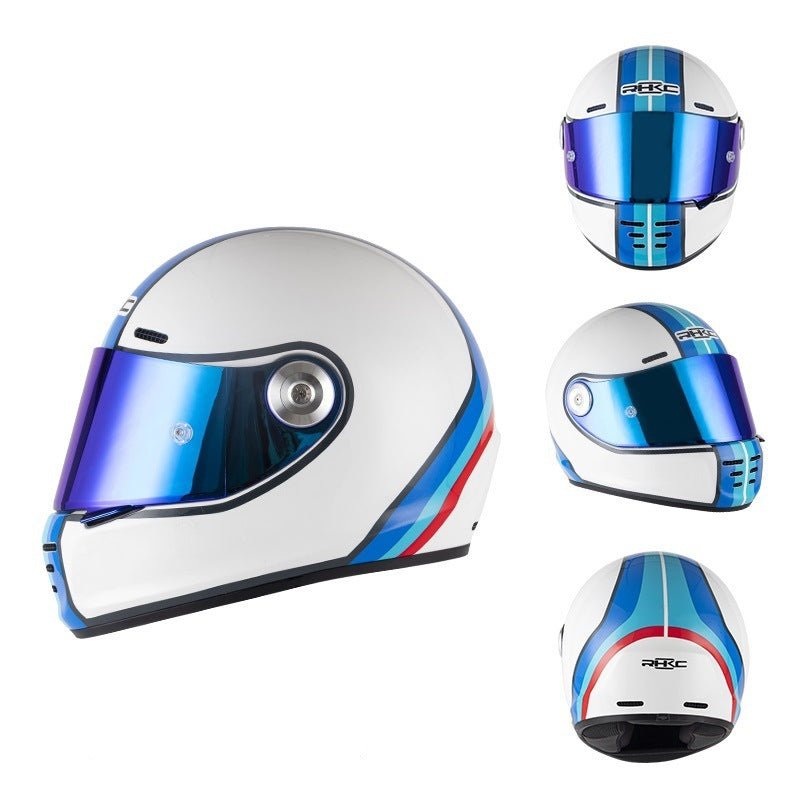 Matte White, Blue & Red Motorcycle Helmet Small (S)= 55-56 CM’s Blue