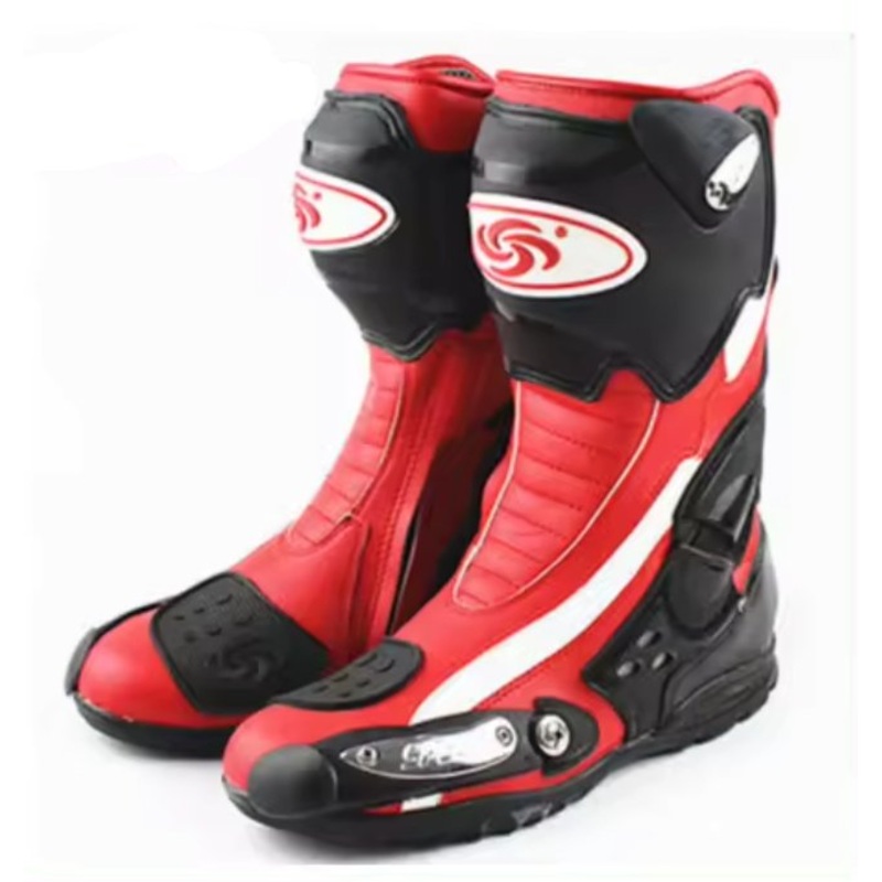 Motorcycle Boots | Red, Black, White Leather Speed US: 7 Red