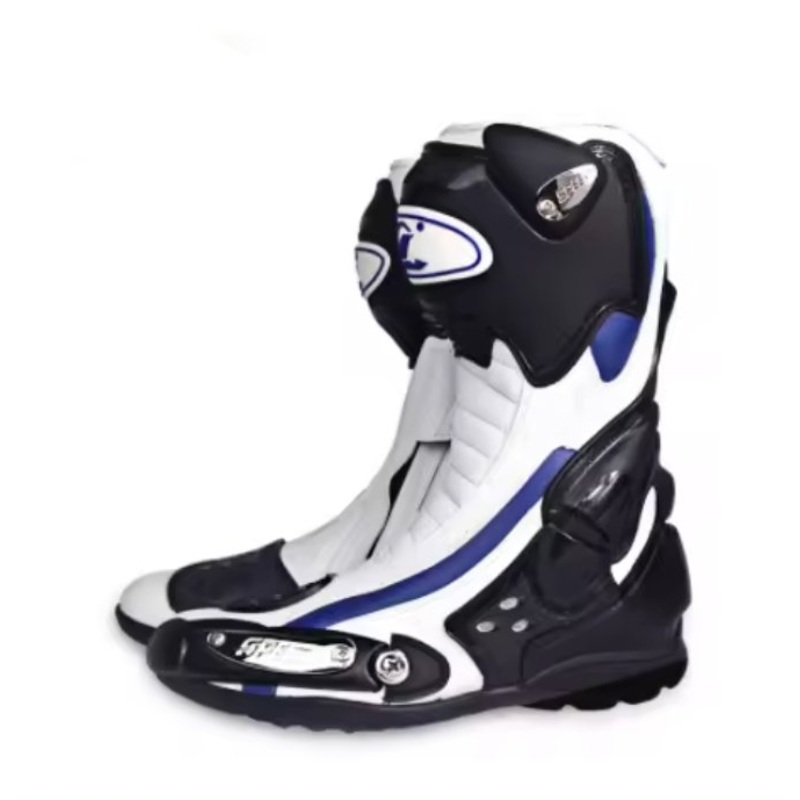 Motorcycle Boots | White, Black, Blue Leather Speed US: 7 White