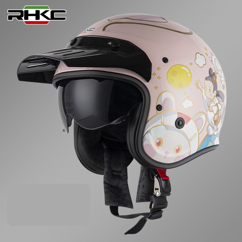 Pink Anime Cartoon RHKC Open Face Motorcycle Helmet Medium (M)= 53-54 CM’s