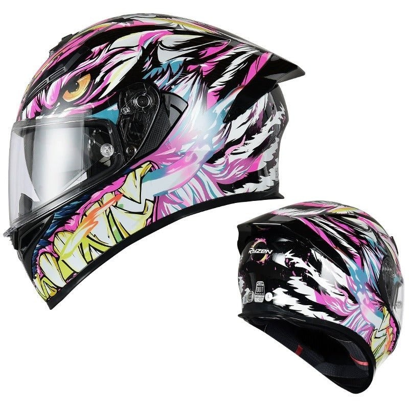 Pink, Black & White Tiger Motorcycle Helmet Small (S)= 52-53 CM’s Black