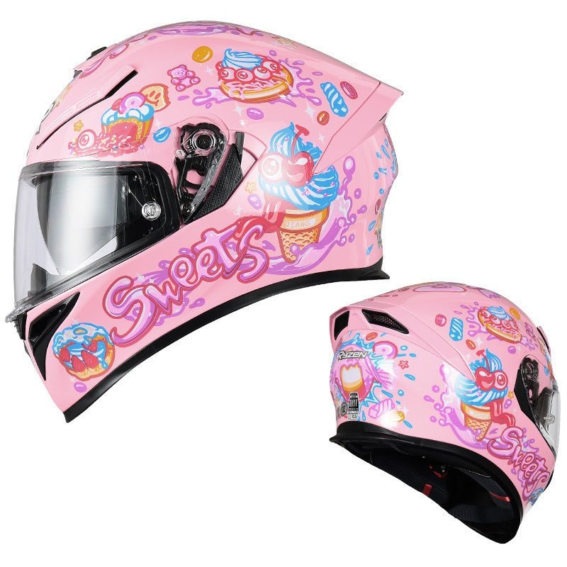 Pink Sweets Motorcycle Helmet Small (S)= 52-53 CM’s Black