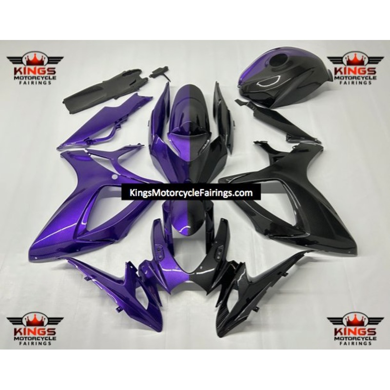 Suzuki GSXR600 (2006-2007) Faux Carbon Fiber & Purple Fairings No Seat Cowl No Bolt Kit No Tank