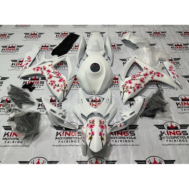Suzuki GSXR750 (2006-2007) Matte White Cherry Blossom Fairings No Seat Cowl No Bolt Kit No Tank