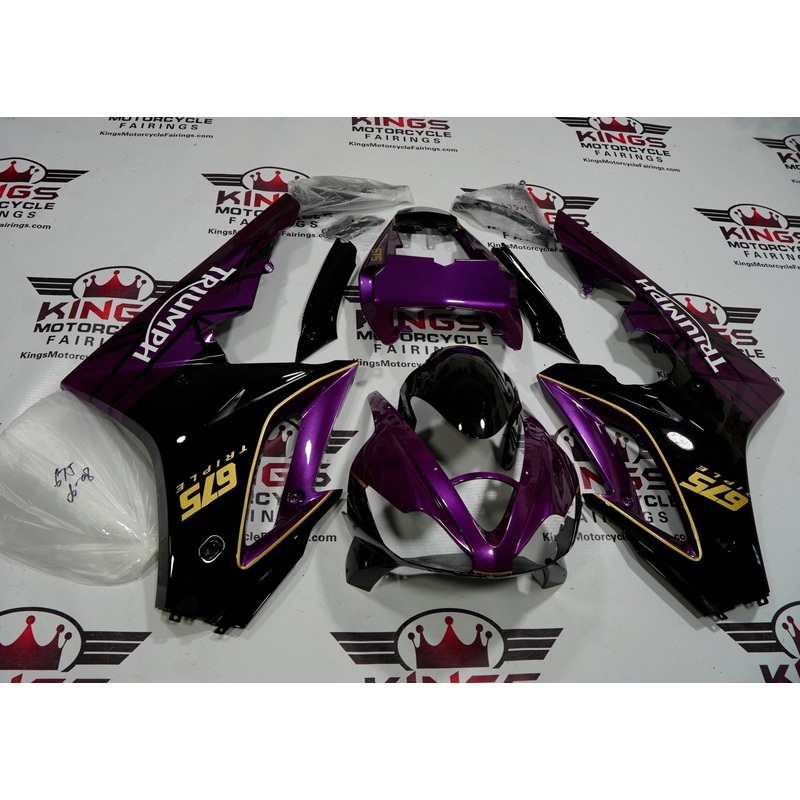 Triumph Daytona 675 (2006-2008) Purple, Black, Yellow & White Fairings Clear Windscreen: Free No Bolt Kit
