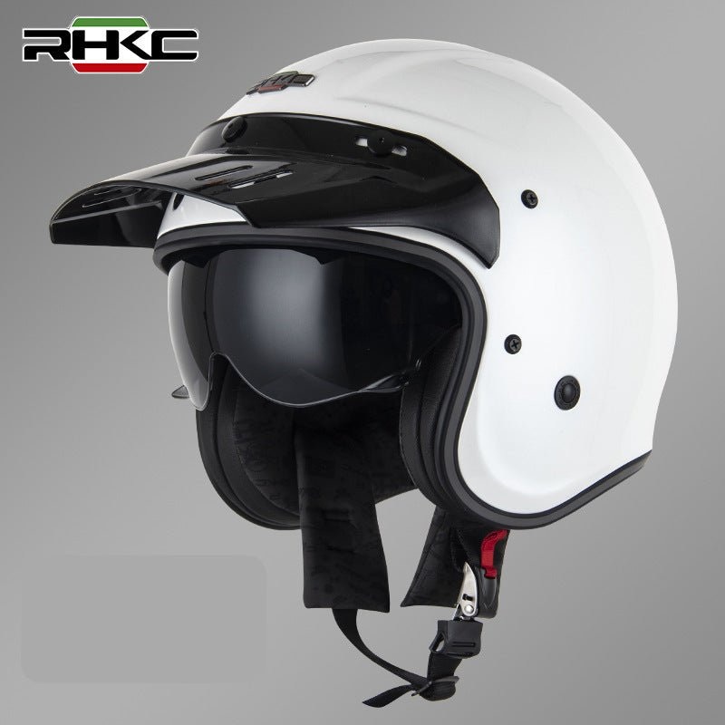 White & Black RHKC Open Face Motorcycle Helmet Medium (M)= 53-54 CM’s