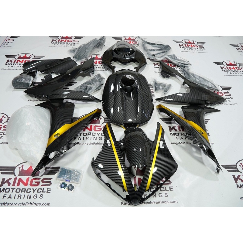 Yamaha YZF-R1 (2004-2006) Faux Carbon Fiber, Gold Fairings No Seat Cowl No Bolt Kit No Tank