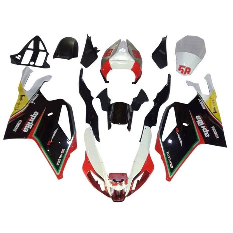 Aprilia RSV1000R Fairings (2003-2006) Black, Red Wilcox Clear Windscreen: Free No Bolt Kit