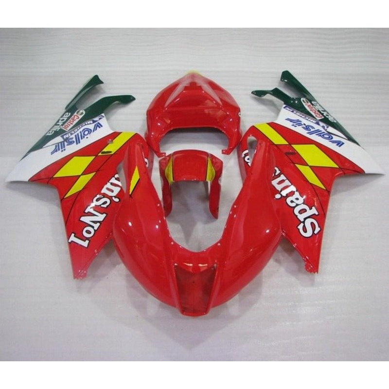 Aprilia RSV1000R Fairings (2003-2006) Red, Yellow Spain Race Clear Windscreen: Free No Bolt Kit