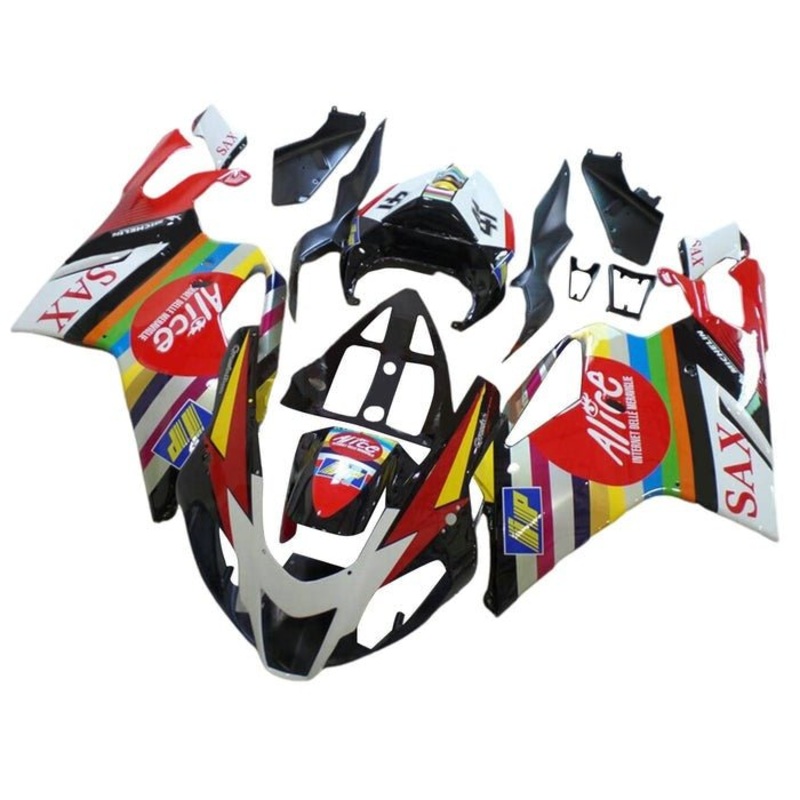 Aprilia RSV1000R Fairings (2003-2006) White, Multi Color Alice Clear Windscreen: Free No Bolt Kit