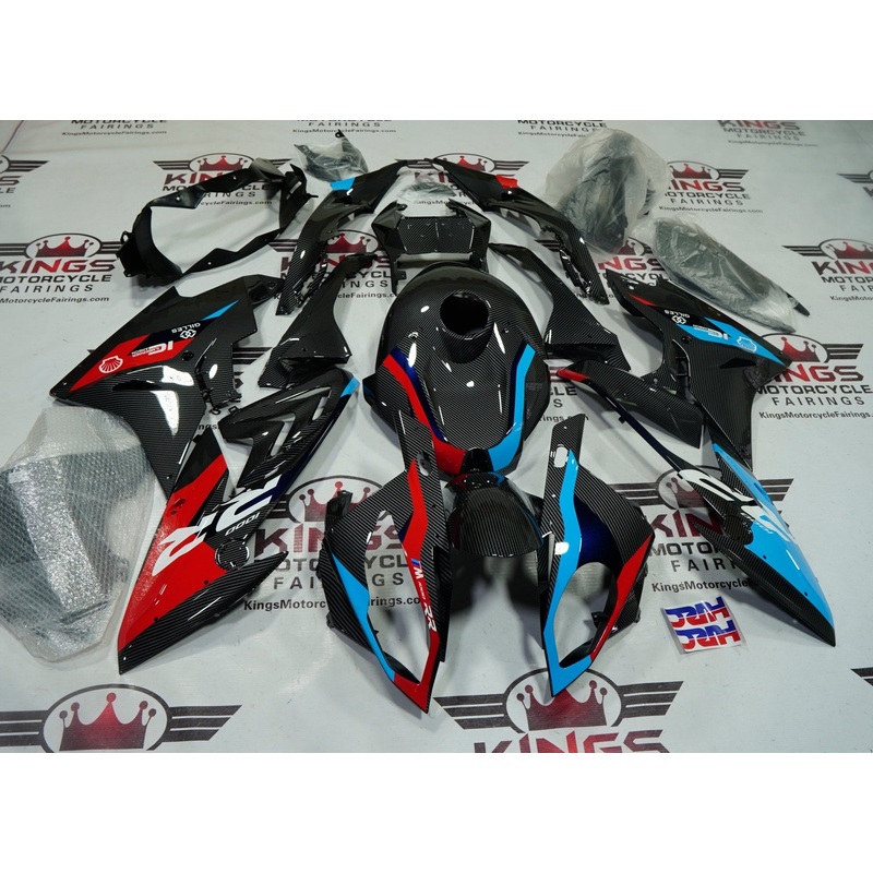 BMW S1000RR (2017-2018) Faux Carbon Fiber, Blue, Red Fairings No Seat Cowl No Bolt Kit No Tank
