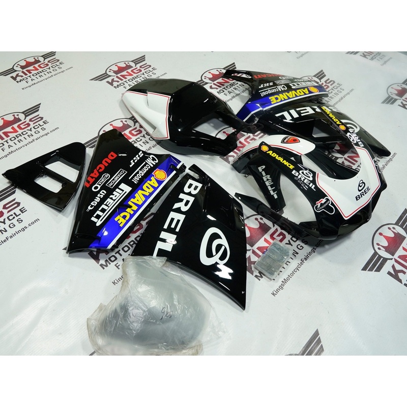 Ducati 748 (1994-2003) Black, White, Red Breil Fairings Clear Windscreen: Free No Bolt Kit