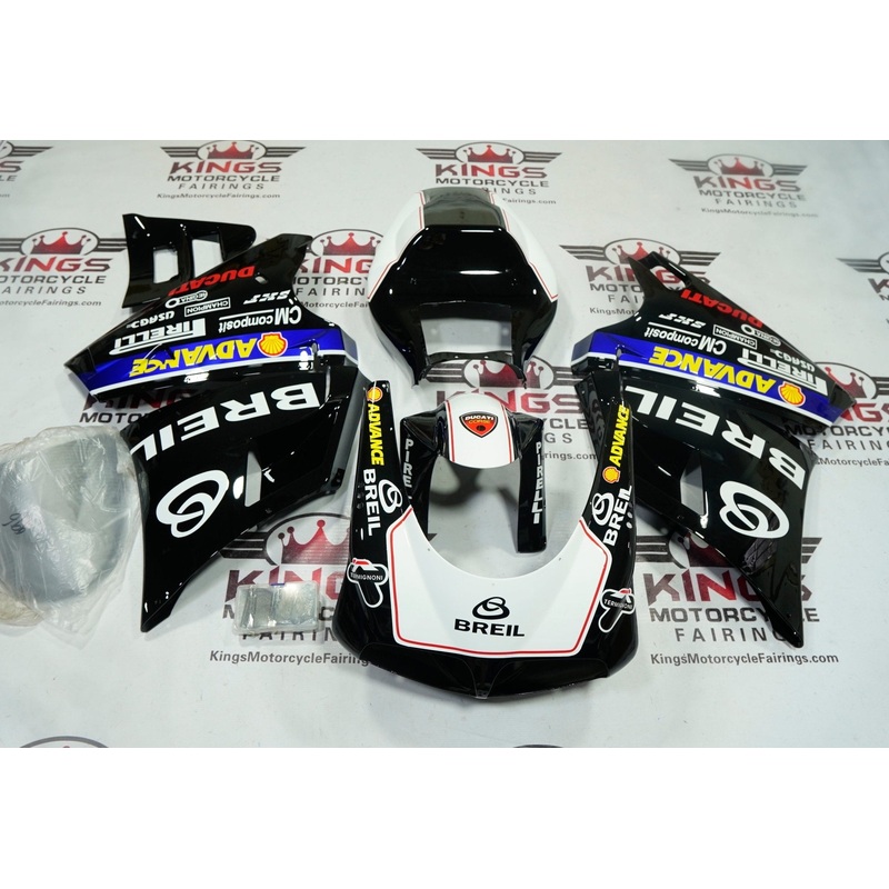 Ducati 998 (2002-2003) Black, White, Red Breil Fairings Clear Windscreen: Free No Bolt Kit