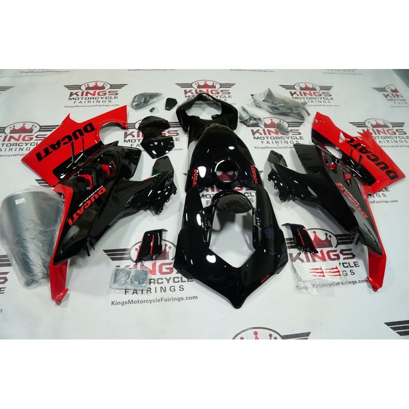 Ducati Panigale V4S Fairings (2022-2024) Black Gloss, Red No Tank No Seat Cowl No Bolt Kit