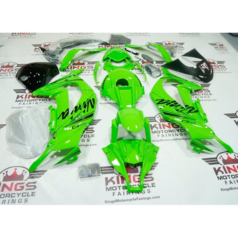 Fairing kit for a Kawasaki Ninja ZX10R (2011-2015) Green Ninja, Black No Seat Cowl No Bolt Kit No Tank