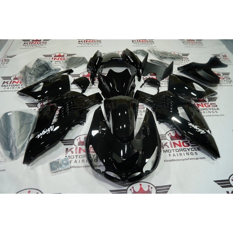 Fairing kit for a Kawasaki Ninja ZX14R (2006-2011) Black Gloss Clear Windscreen: Free No Seat Cowl No Bolt Kit