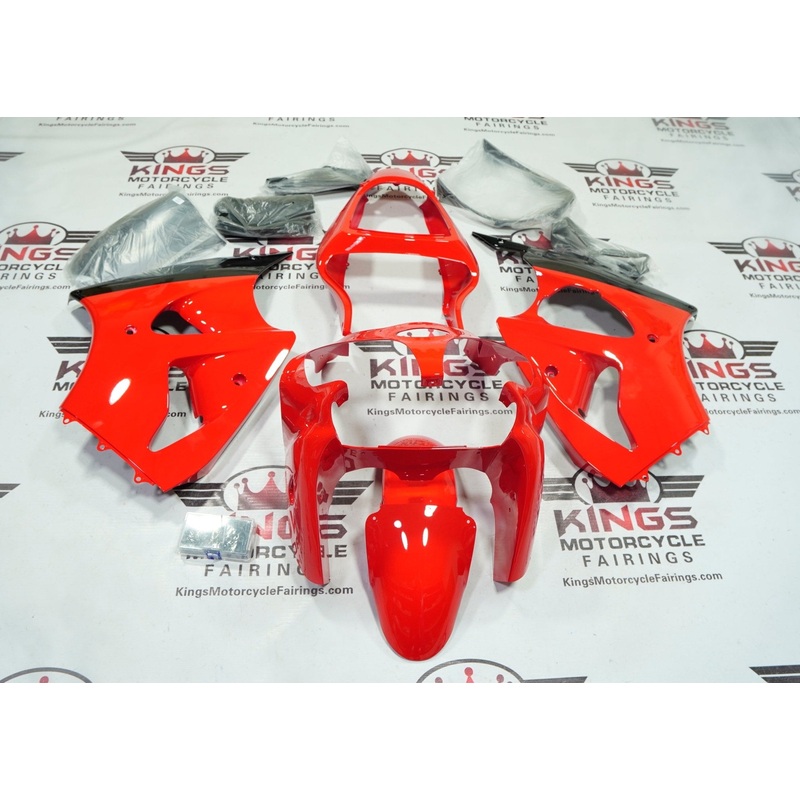 Fairing kit for a Kawasaki ZX6R 636 (2000-2002) Red Gloss, Black Clear Windscreen: Free No Seat Cowl No Bolt Kit